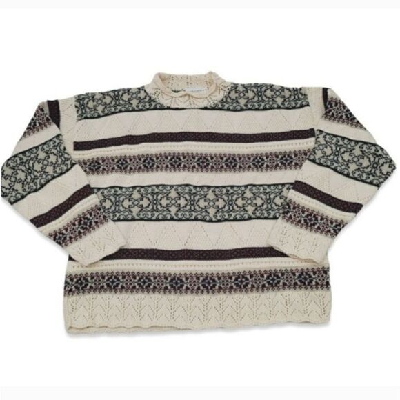 NEW Vintage 80s Interim Geometric Knit Grampacore Sweater Size Large - Picture 5 of 11